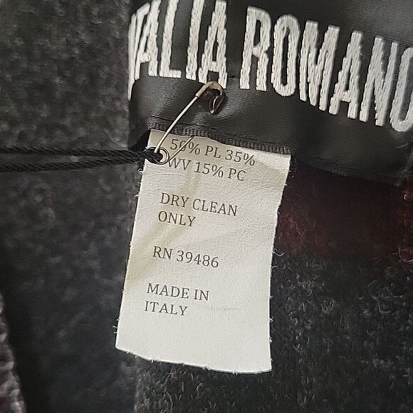 Natalia Romano Maroon Buffalo Plaid Samantha Poncho Wrap - Picture 7 of 9